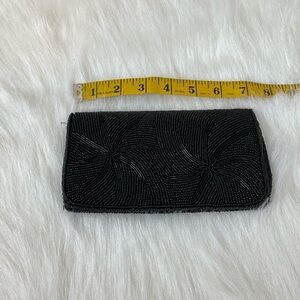 Vintage Black Beaded Clutch Made in Hong Kong